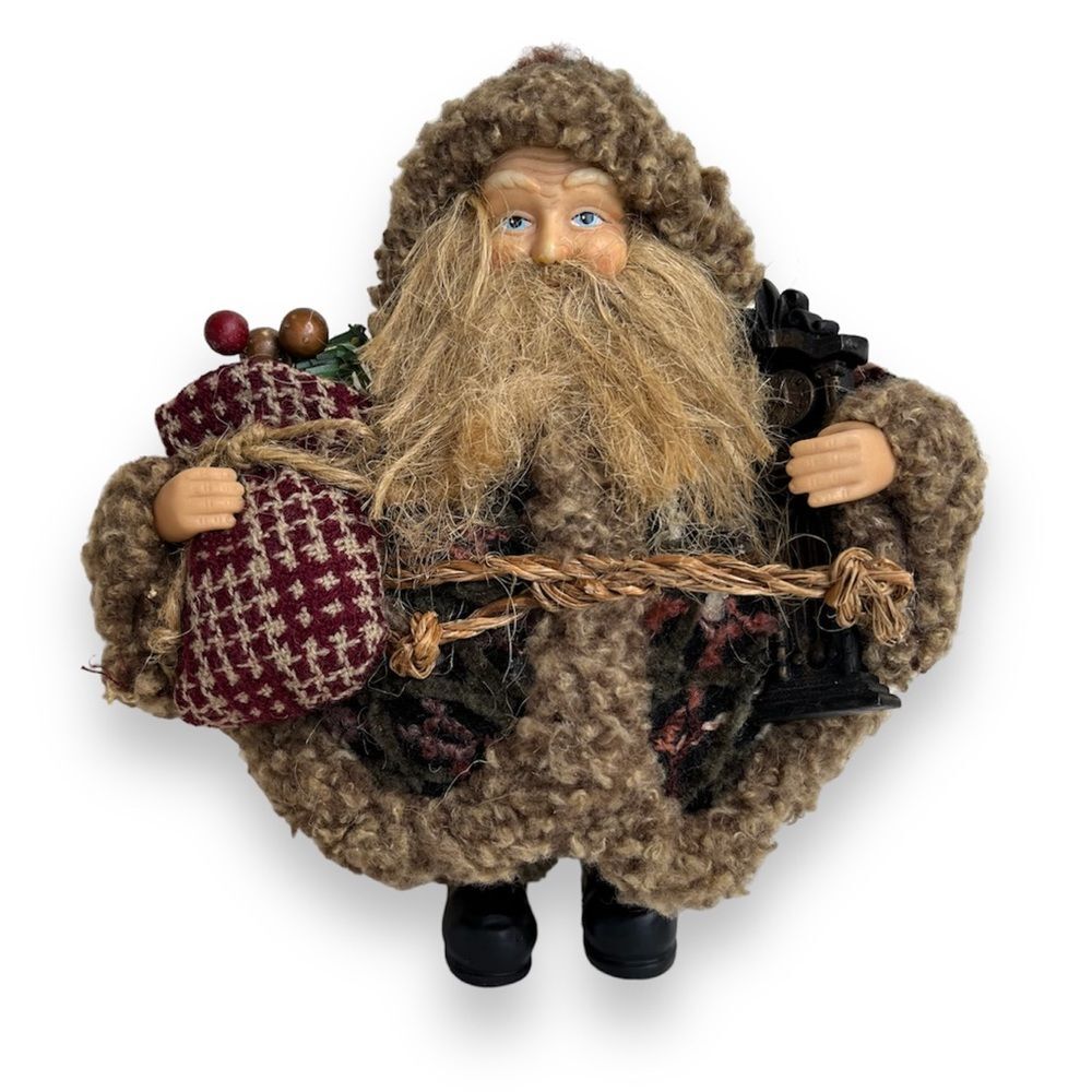 Dan Dee Collectors Choice Santa Round Toy Sack Grandfather Clock Rustic Stuffie